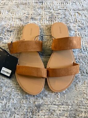 Forever 21 Women’s Tan Faux Suede Slide Sandals Size 8 NWT